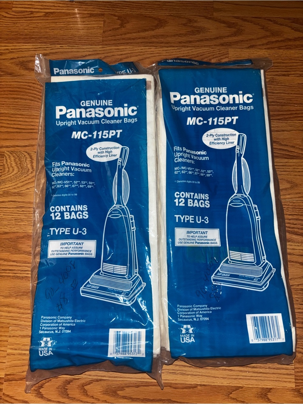 Panasonic Blue MC-115PT Upright Vacuum Cleaner Bags Type U-3 (12-Pack)